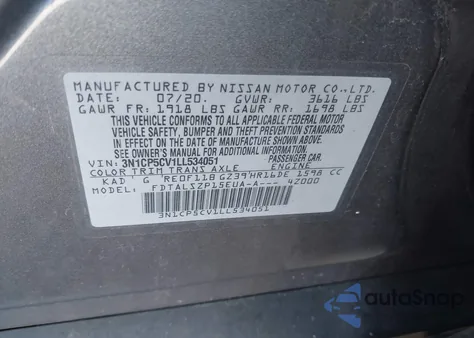 2020 Nissan Kicks Sv Xtronic Cvt z USA, uszkodzony, nr VIN 3N1CP5CV1LL534051